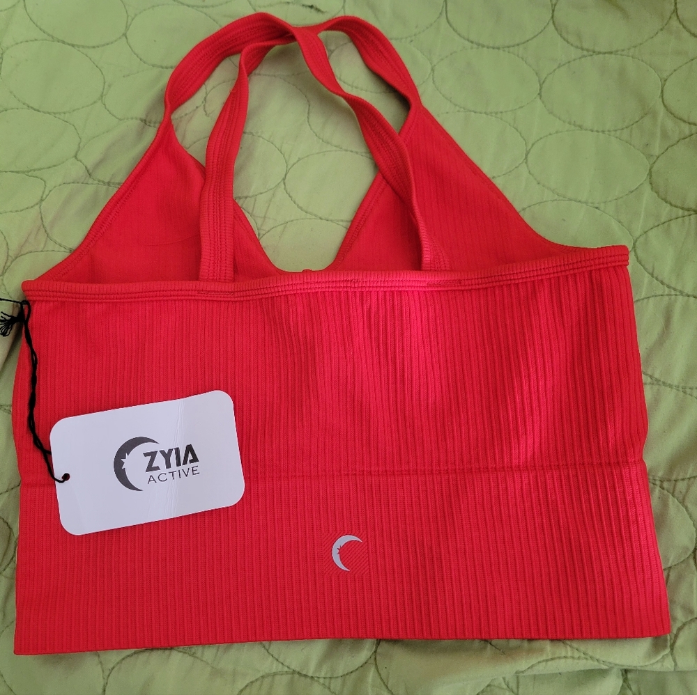 Viva Red Ribbed Halter Bra - Picture 2 of 2